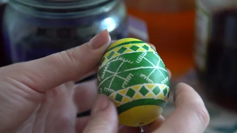 Multi-colored. painting eggs. Easter holiday. close-up. Stock Footage 127957980