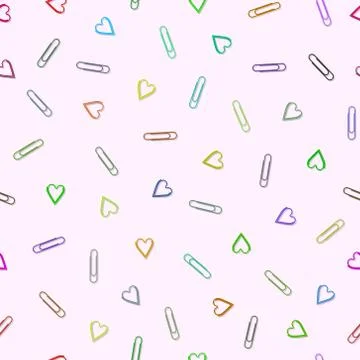Multi-colored paper clips seamless pattern. Illustrazione stock