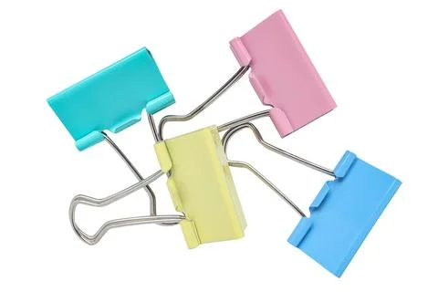 Multi-colored paper clips on a white background with clipping path. 写真素材
