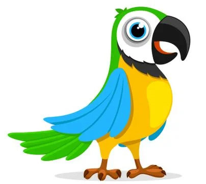 A multi-colored parrot stands on a white. Exotic bird Stock Illustration