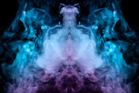 A multi-colored pattern of purple and blue smoke of a mystical shape in the f Stock Photos
