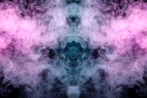 A multi-colored pattern of purple and blue smoke of a mystical shape in the f Stock Photos