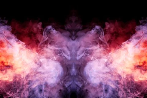 A multi-colored pattern of purple and blue smoke of a mystical shape in the f Stock Photos