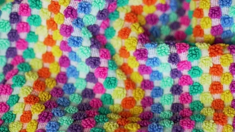 Multi-Colored Patterned Terry Cotton Fabric, Beautiful Textiles. Texture Of Colo Video stock 139452264