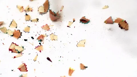 Multi-colored pencil shavings drop Stock Footage 88168530