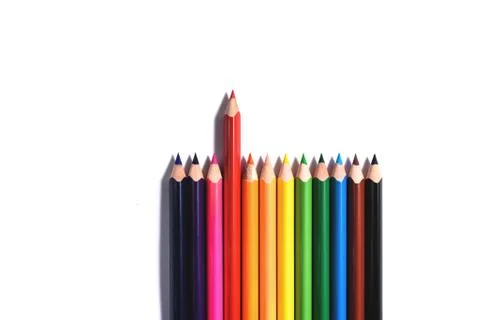 Multi colored pencils isolated on the white background. Stock Photos