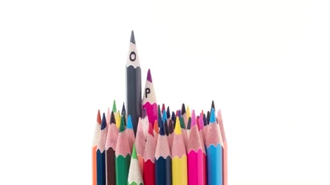 Multi-colored pencils ith word open and close 库存影片 181063502