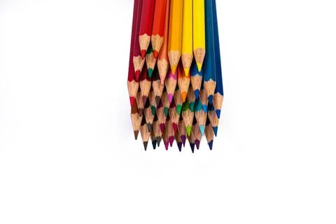 Multi-colored pencils on multi-colored background, Close up, copy space, Mode Foto stock