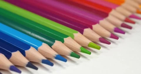 Multi-colored pencils of rainbow colors Stock Footage 315217715