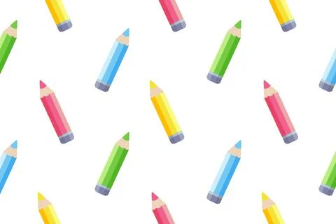 Multi-colored pencils. Seamless vector pattern Stock Illustration