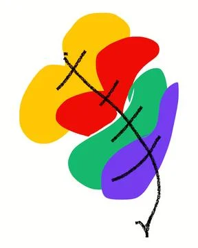 Multi-colored petals on a branch and leaves on a white background. Stock Illustration