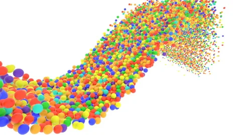 Multi-colored plastic balls flying in perspective in slow motion Vídeos de archivo 107715696