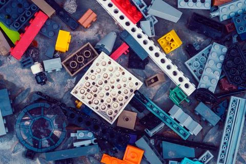 Multi-colored plastic construction set. Children's educational games. Stock-Fotos