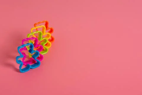 Multi-colored plastic cookie cutters for making cookies in the form of a tedd Foto stock