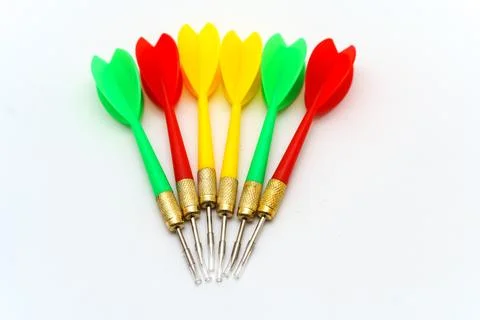 Multi-Colored Plastic Darts Flat Lay Set Stock Photos
