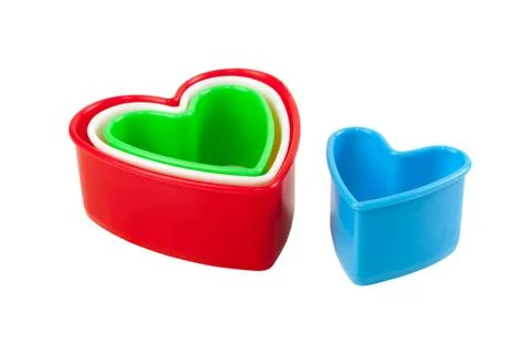 Multi colored plastic heart shaped isolated Stock Photos