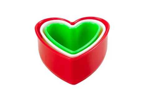Multi colored plastic heart shaped isolated Stock Photos