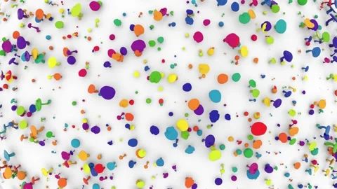 Multi-colored plasticine mushrooms sway and mix with each other on a white Stock Footage 155533339