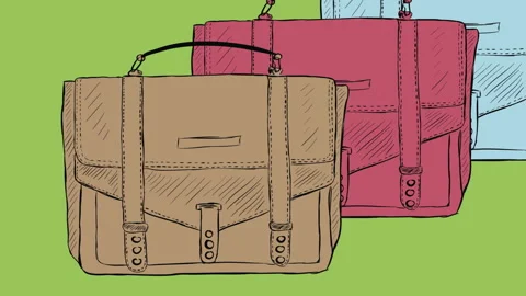 Multi-colored portfolio bags Stock Footage 91894711