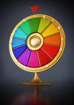 Multi colored prize wheel isolated on black background. 3D illustration Mu... 写真素材