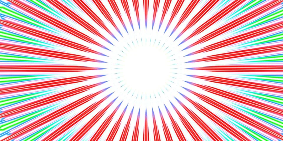 Multi colored radial sunburst with red and green lines Stock Illustration