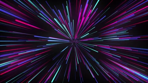 Multi-colored, rainbow splash of glowing synthetic lines. Abstract data flo.. Video stock 264306115