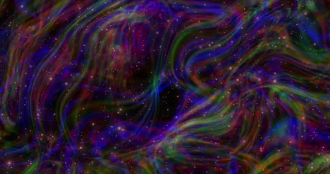 Multi-colored rays of light against the background of flying stars Stock Footage 249743636