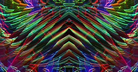 Multi-colored rays of light constantly rotate, forming floral patterns Stock Footage 249743466
