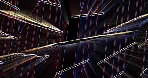 Multi-colored rays of light flicker and move in 3D Stock Footage 247131735