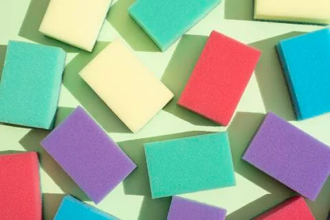 Multi-colored rectangular sponges for washing dishes 스톡 사진