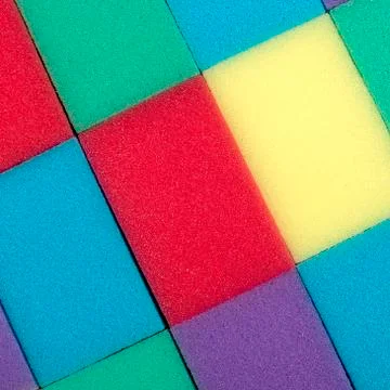 Multi-colored rectangular sponges for washing dishes 스톡 사진