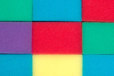 Multi-colored rectangular sponges for washing dishes Stock Photos