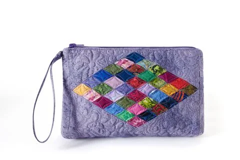 Multi-colored rhombus pattern patchwork mini zipper bag Stock-Fotos