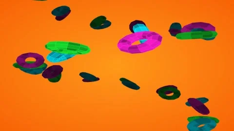 Multi-colored rings—ranging from vivid pink and cyan to deep green Stock Footage 337859144