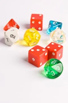Multi-colored Role Play Dice Stock Photos