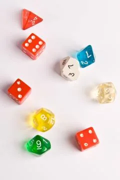 Multi-colored Role Play Dice Stock Photos