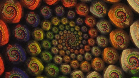 Multi Colored Round Objects In Pattern Twirl On Screen Objects Get Smaller Video stock 129483597