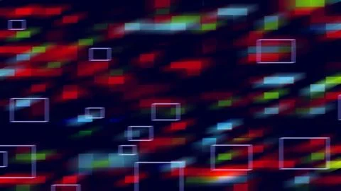 Multi-colored running moving rectangles in space, abstract 3d render background Stock Illustration