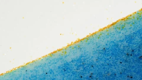 Multi colored sand texture, macro close up colourful background with pouring Stock Footage 285649269