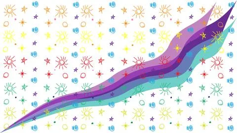 A multi-colored set of cosmic doodles. Cosmic pattern stars sun comet Illustrazione stock