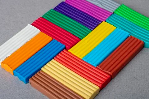 Multi-colored set of plasticine in minimal concept. Flat lay idea Stock Photos
