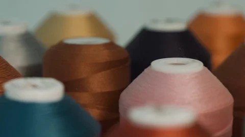Multi-colored sewing reels Video stock 99815478