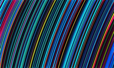 Multi-colored shades of blue and pink pattern of thin undulating lines arrang Stock Illustration