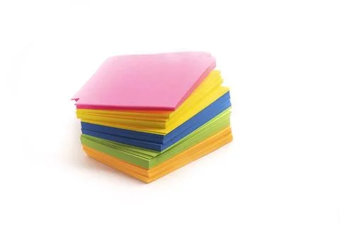Multi-colored sheets for records in the office. shadow, close-up. the backgro Stock Photos
