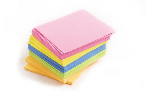 Multi-colored sheets for records in the office. shadow, close-up. the backgro Stock Photos