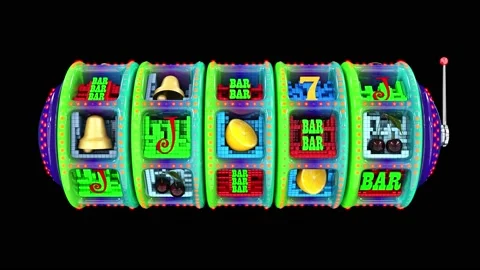 Multi-colored slot machine hitting a 77777 jackpot and exploding golden coins Video stock 132491030