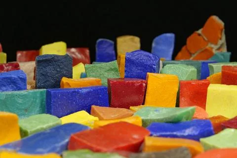 Multi-colored smalt from old Soviet mosaics Stockfoto's
