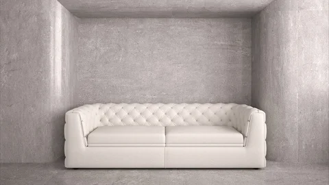 Multi colored sofa in living room with alpha mask as 3D rendering Stock Footage 111036315