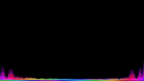 A multi - colored sound wave is distorted , dancing at the bottom on a black Stock Footage 243206237