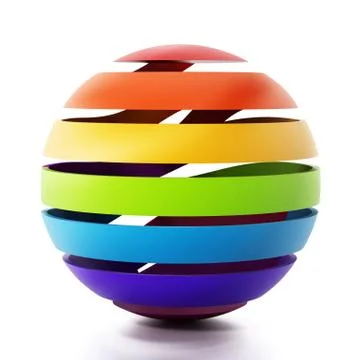 Multi colored sphere isolated on white background. 3D illustration Stock Illustration